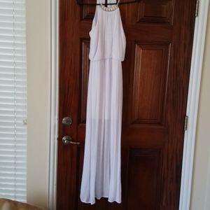 White Maxi Dress with Decorative Embellishments